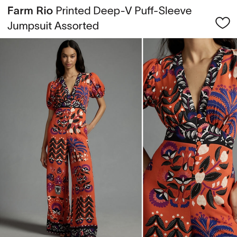 NWT anthropologie jumpsuit rio farm size L